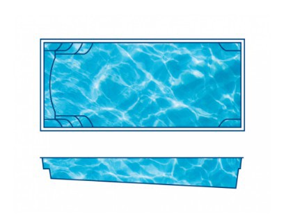 Greco fiberglass pool, available in 16' by 36'