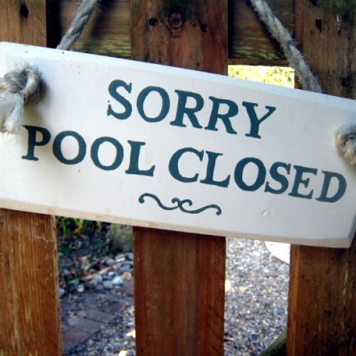 "Sorry, pool closed" sign