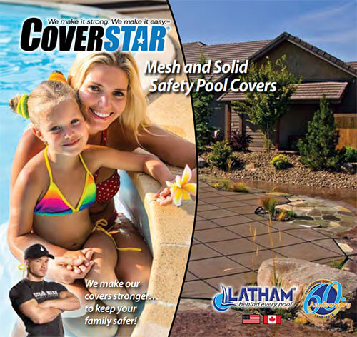 Coverstar mesh and solid pool covers. Brochure Cover. Swim World Pools