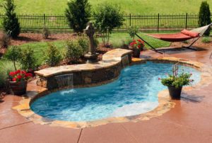 Textured Concrete Pool Deck and pool Coping