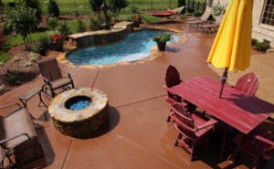 Textured Concrete Pool Deck and pool Coping